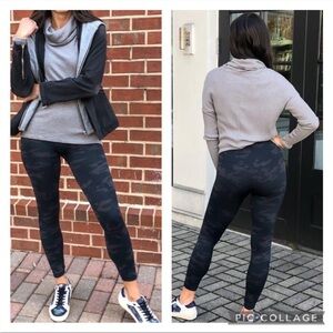Spanx Look at Me Now Cropped Leggings in Black Grey Camo Print
